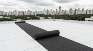 Aplicação de Geocomposto Techduto em telhado verde